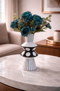 Modern Monochrome "Polka Dot & Stripe" Totem Vase