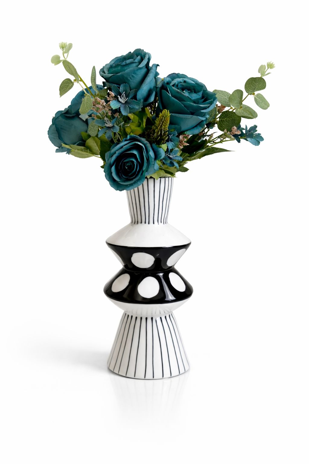 Modern Monochrome "Polka Dot & Stripe" Totem Vase