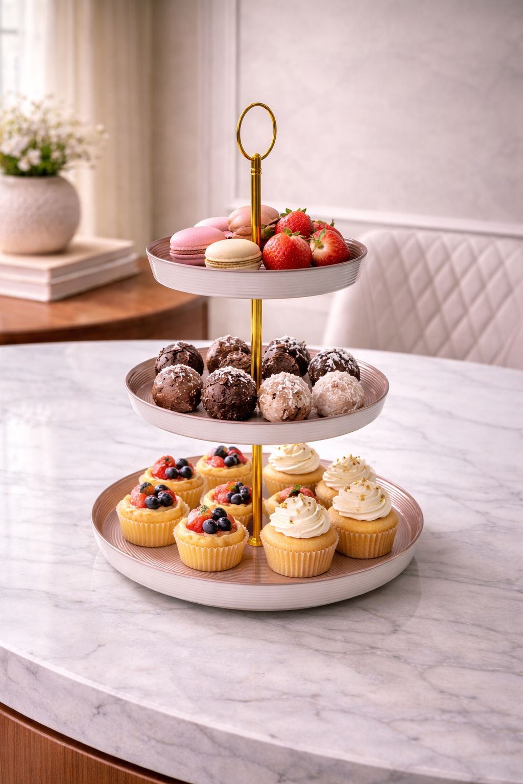 Rose Gold Radiance 3-Tier Ripple Serving Stand