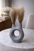 Modern "Stone Halo" Textured Dual-Neck Sculptural Vase