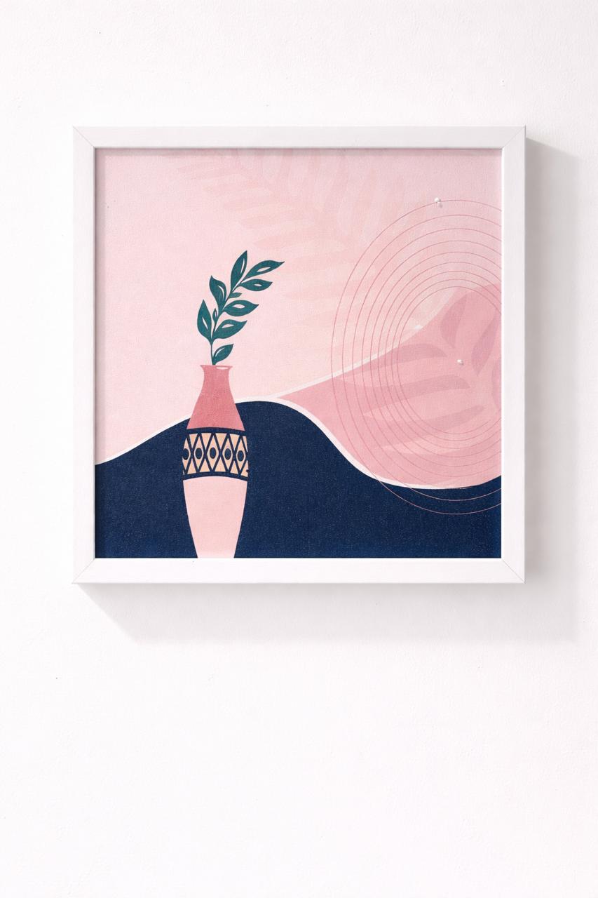 Abstract "Bohemian Vase" Minimalist Framed Wall Art