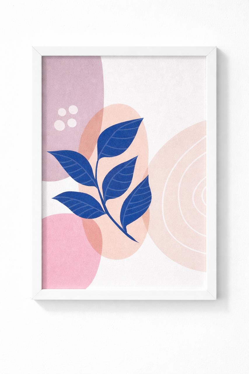 Abstract "Indigo Sprig" Botanical Framed Wall Art