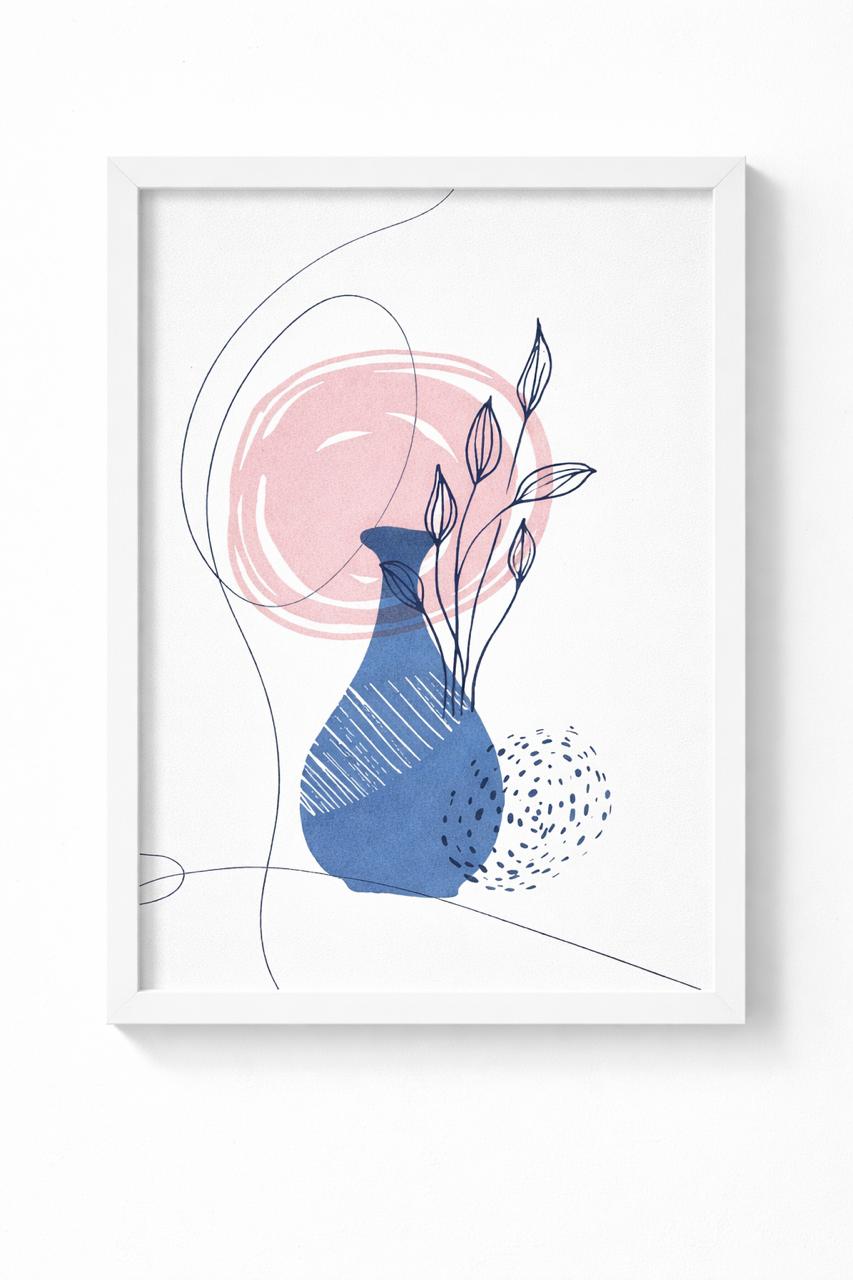 Abstract "Azure Vessel" Minimalist Framed Wall Art
