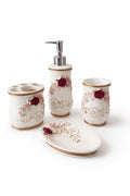 Royal Crimson Rose 4-Piece Bathroom Accessory Set