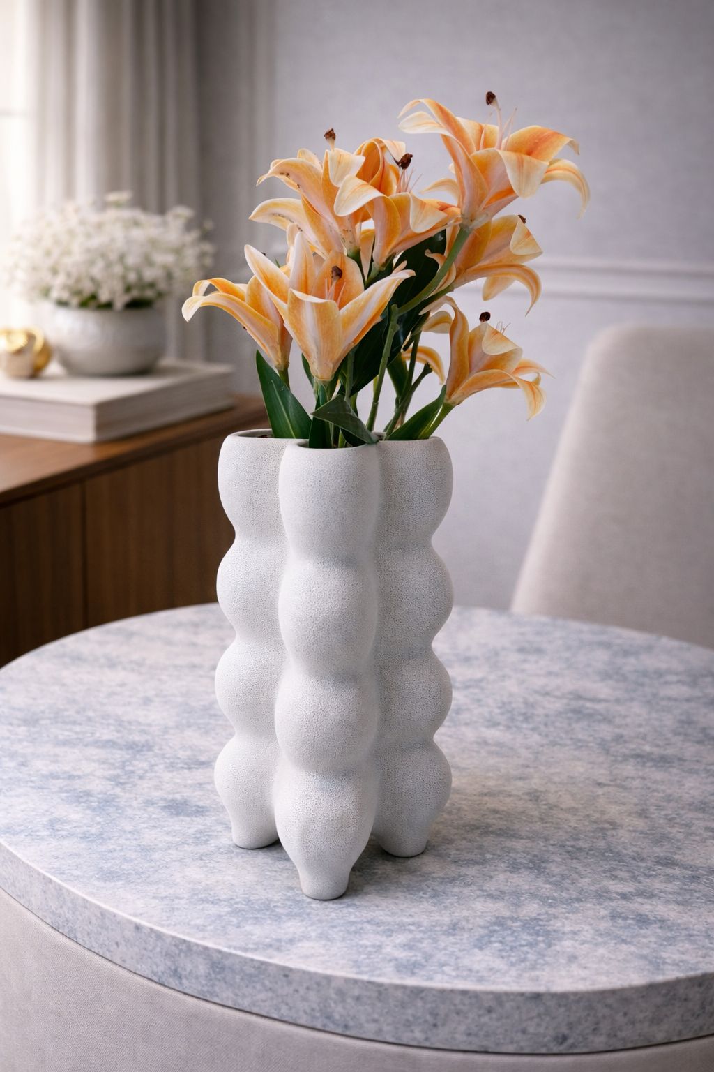 Modern "Bubble" Textured Multi-Stem Sculptural Vase