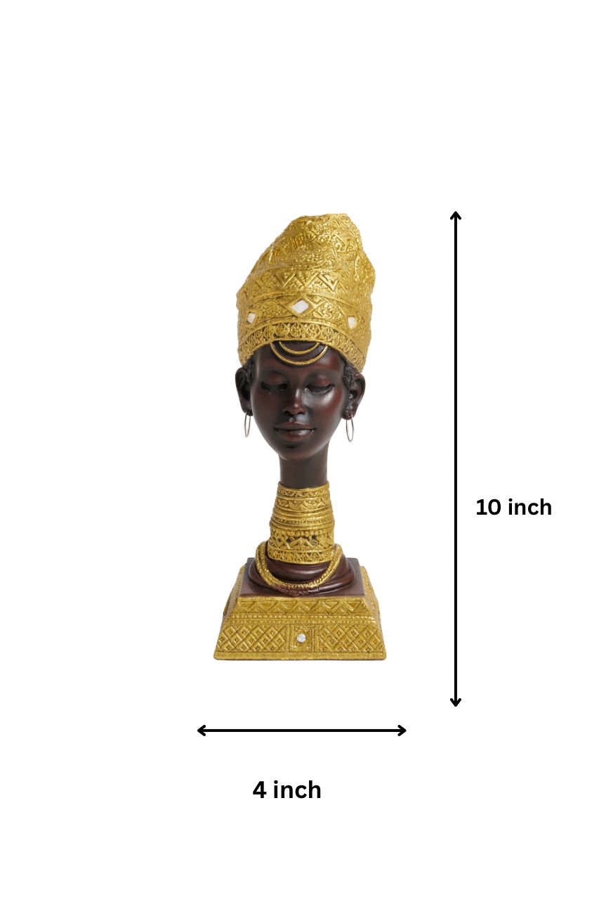 Golden Grace Tribal Bust – Regal Resin Sculpture