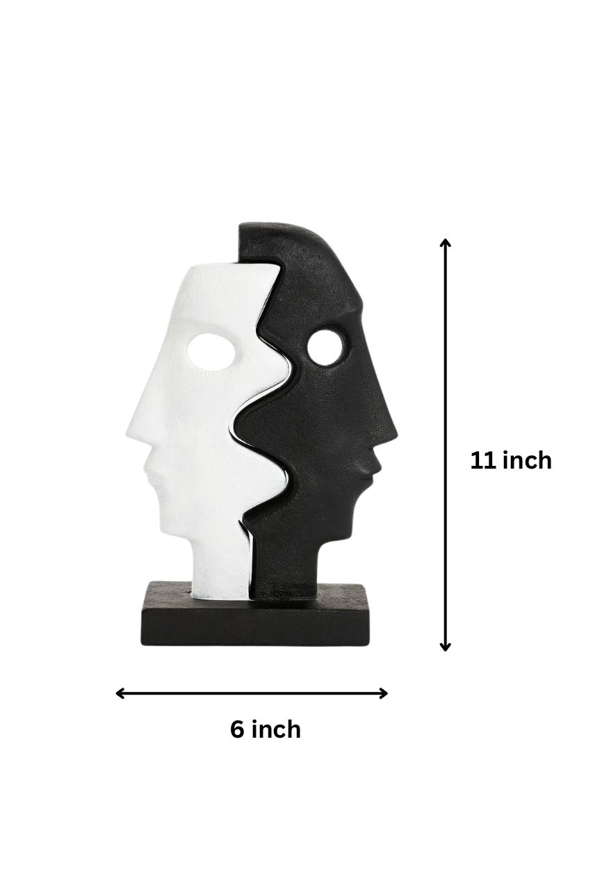 Monochrome Dual-Face Sculpture – Abstract Fusion Edition