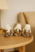 Mini Monk Trio Sculpture Set – Peaceful Wisdom Collection