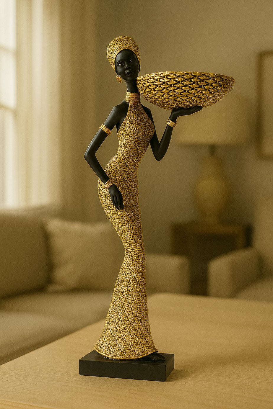Regal African Lady Sculpture – Golden Heritage Edition
