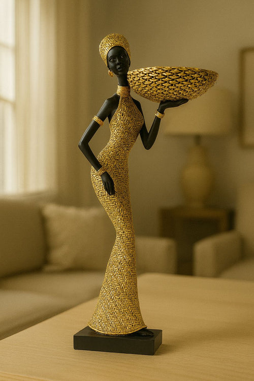 Regal African Lady Sculpture – Golden Heritage Edition