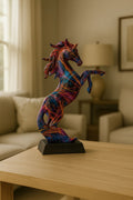 Vibrant Abstract Stallion Sculpture – Modern Art Decor Accent