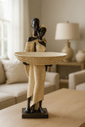 Artisan Tribal Figurines with Woven Serving Bowl