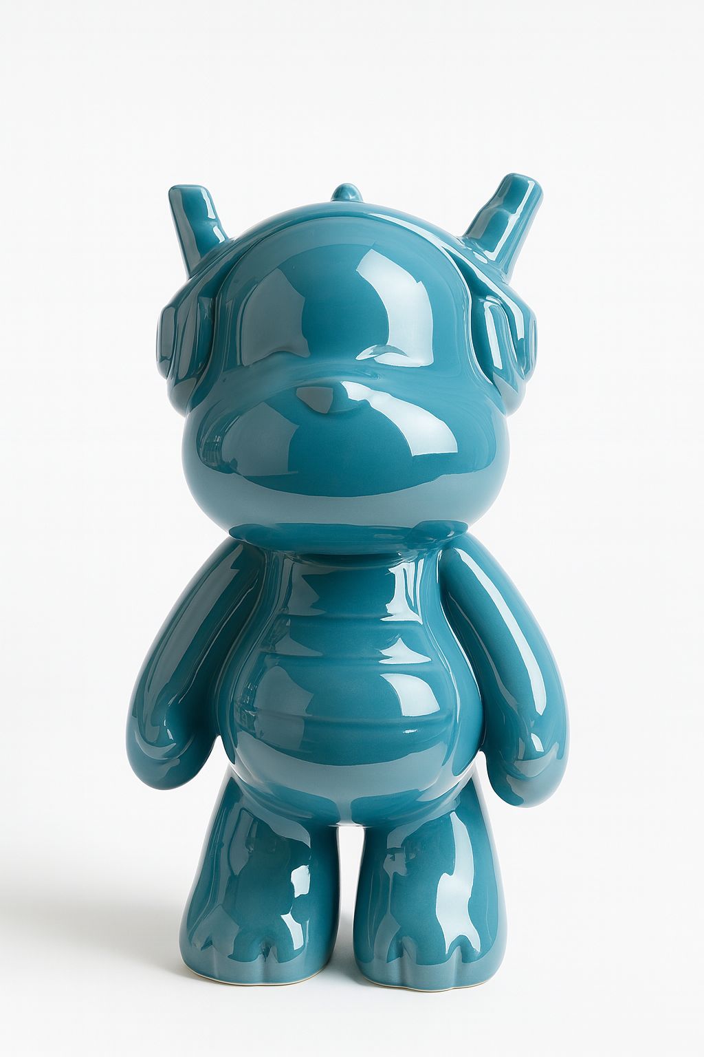 Quirky Teal Dragon-Monster Ceramic Piggy Bank