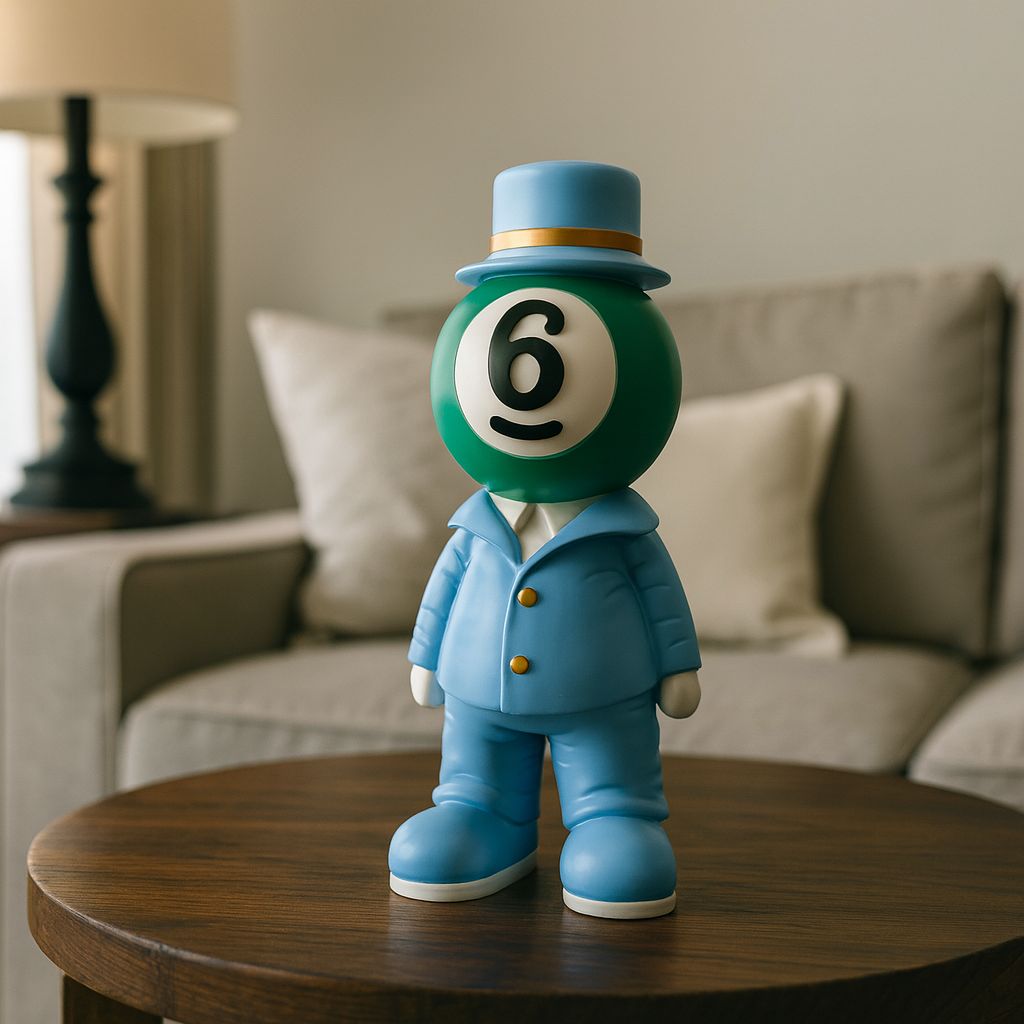 Whimsical "Number 6" Billiard Ball Figure
