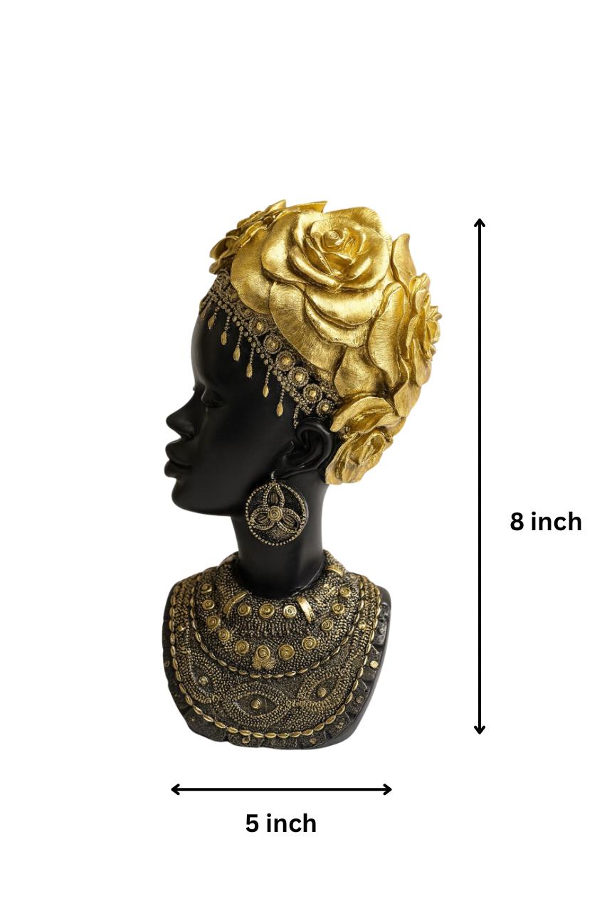 Opulent Gold Rose Headdress Sculptural Bust