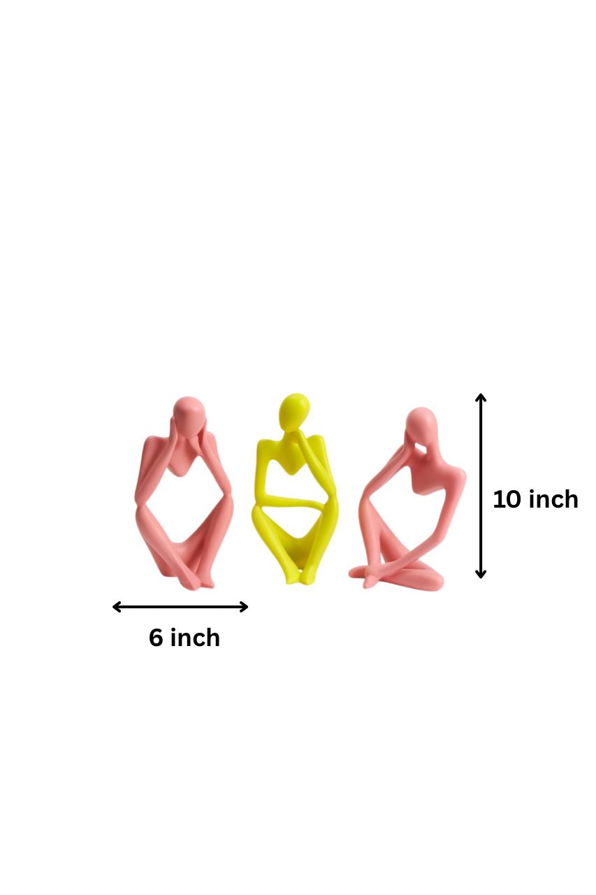 Abstract Muse Sculptural Figurines – Pink & Yellow Ceramic Set