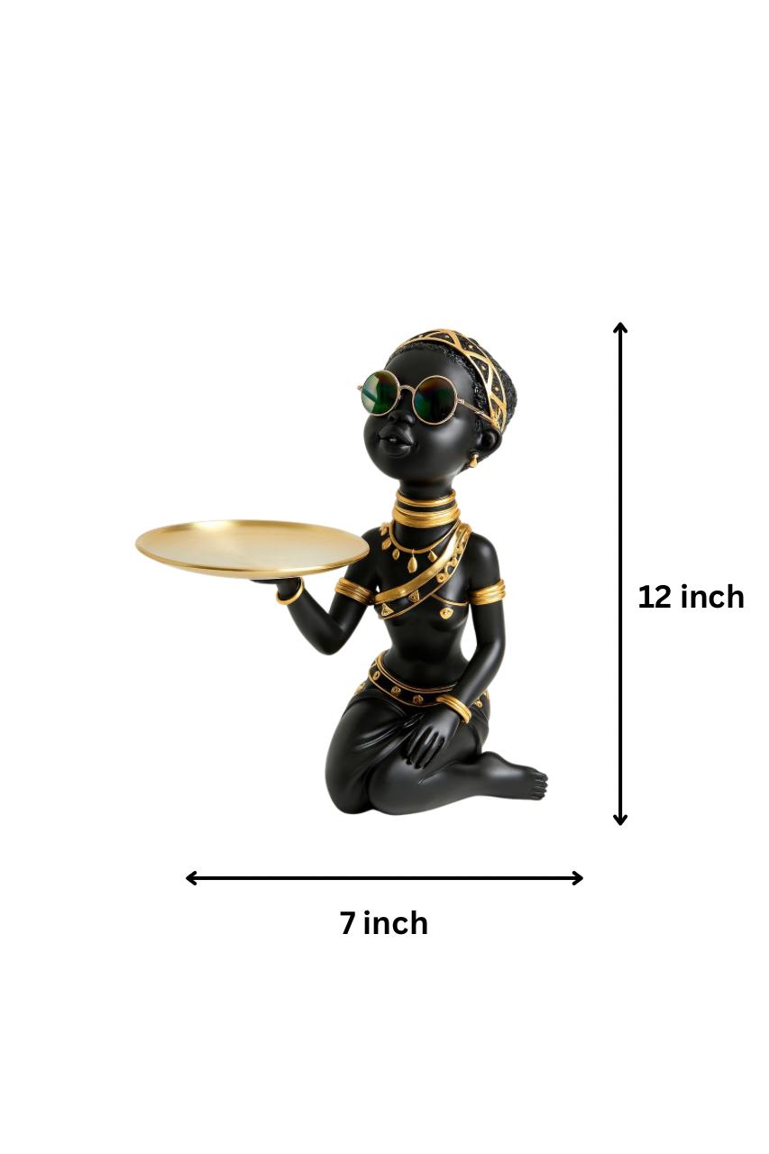 Golden Muse Tray Figurine – Noir Grace