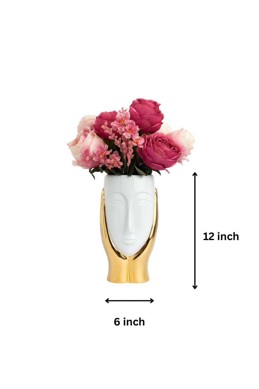 Serenique Face Vase – White & Gold