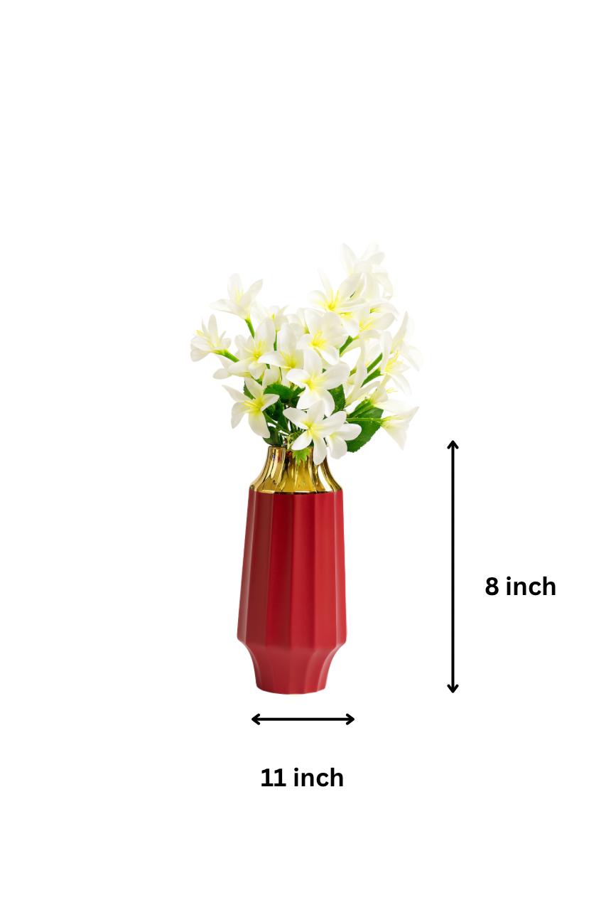 Crimson Luxe Jar Vase – Red & Gold Ceramic