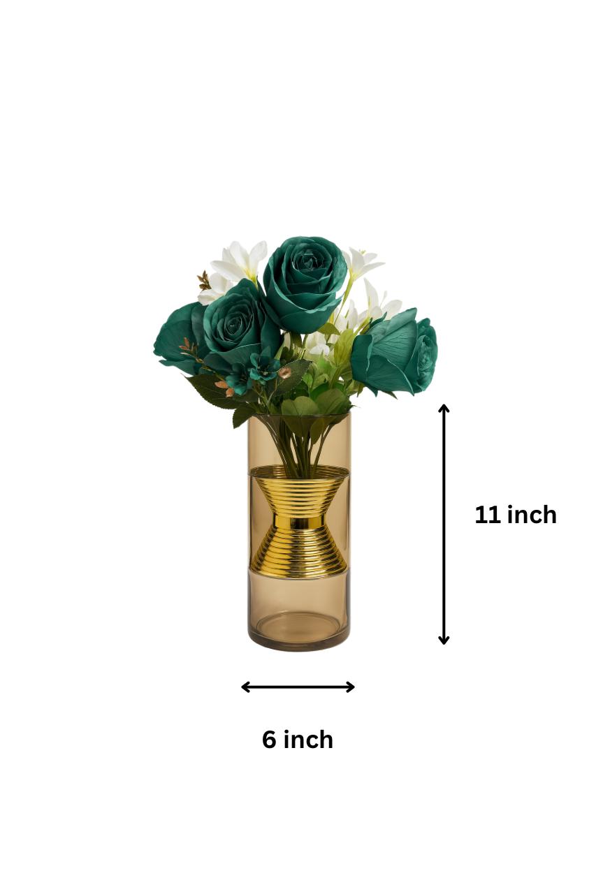 Celestia Hourglass Glass Vase – Gold