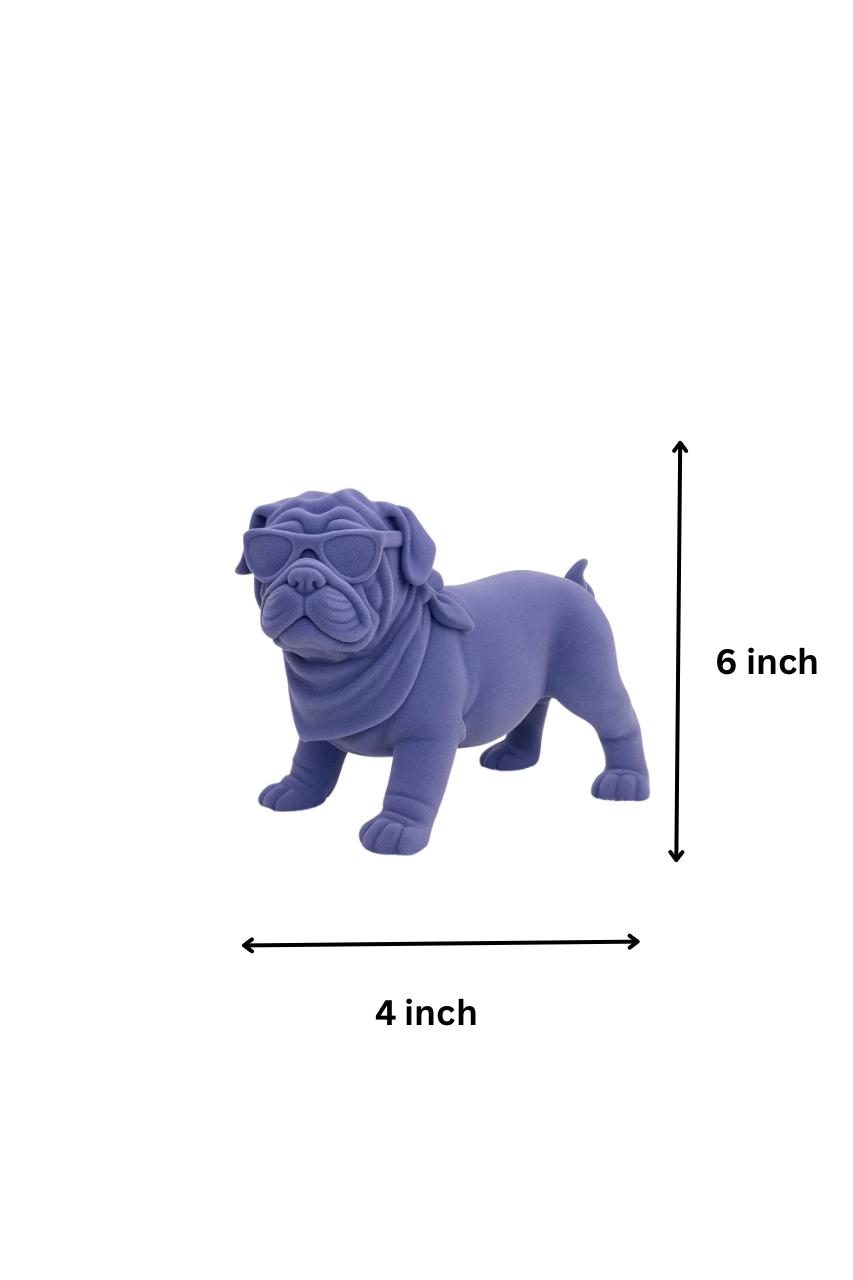 Velvet Bulldog Figurine – Royal Violet Resin Décor