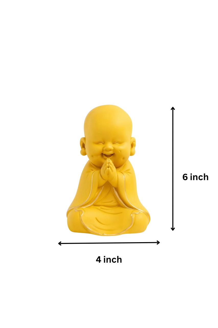 Serene Monk Figurine – Golden Bliss with Silver Trims
