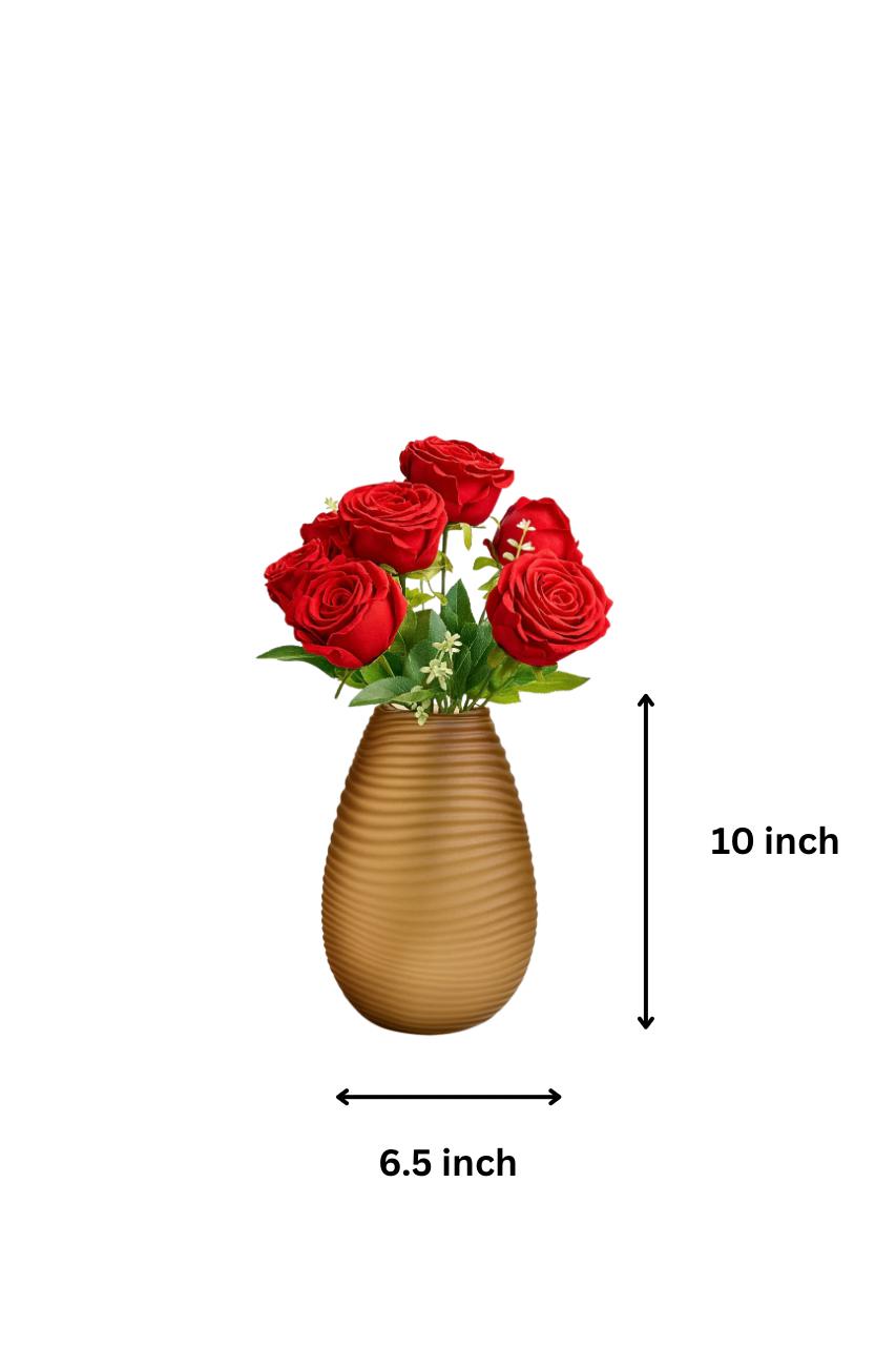 Ripple Satin Frosted Glass Vase – Brown (Large)