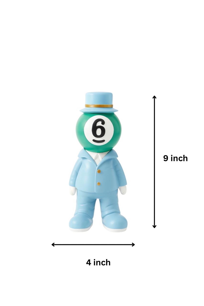 Whimsical "Number 6" Billiard Ball Figure