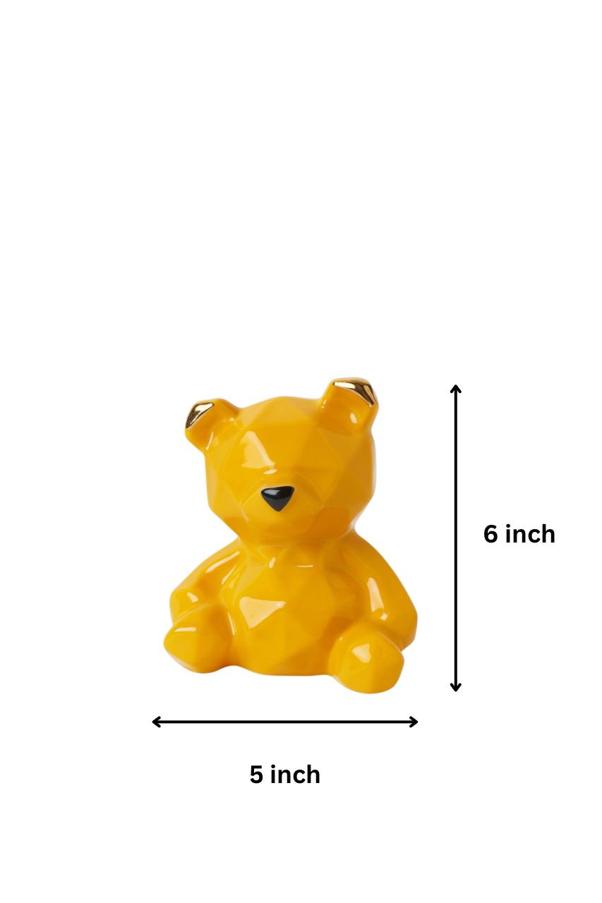 Geometric Gloss Bear Piggy Bank – Mustard Gold