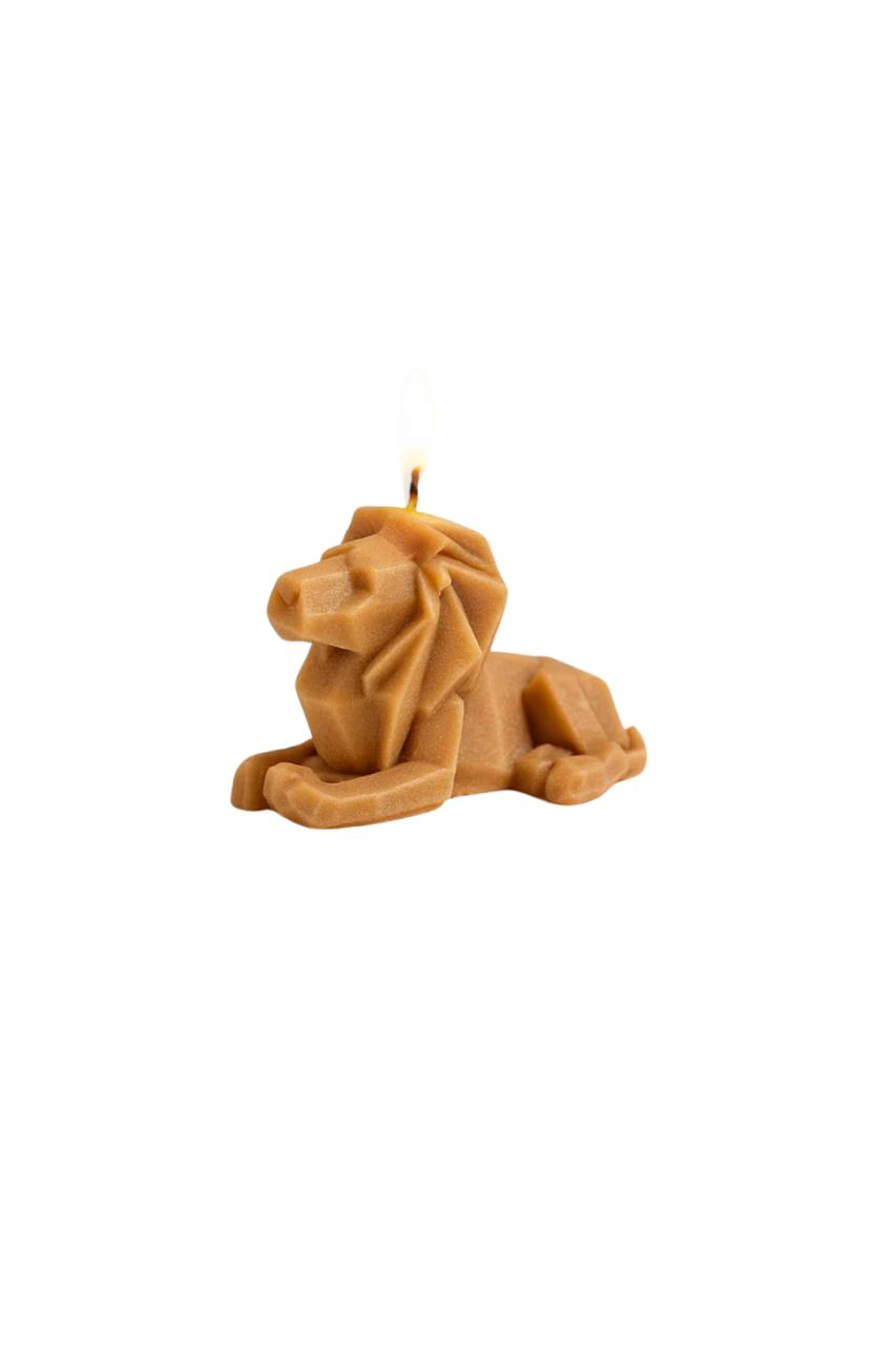 Geo Majesty Lion Candle – Honey Gold