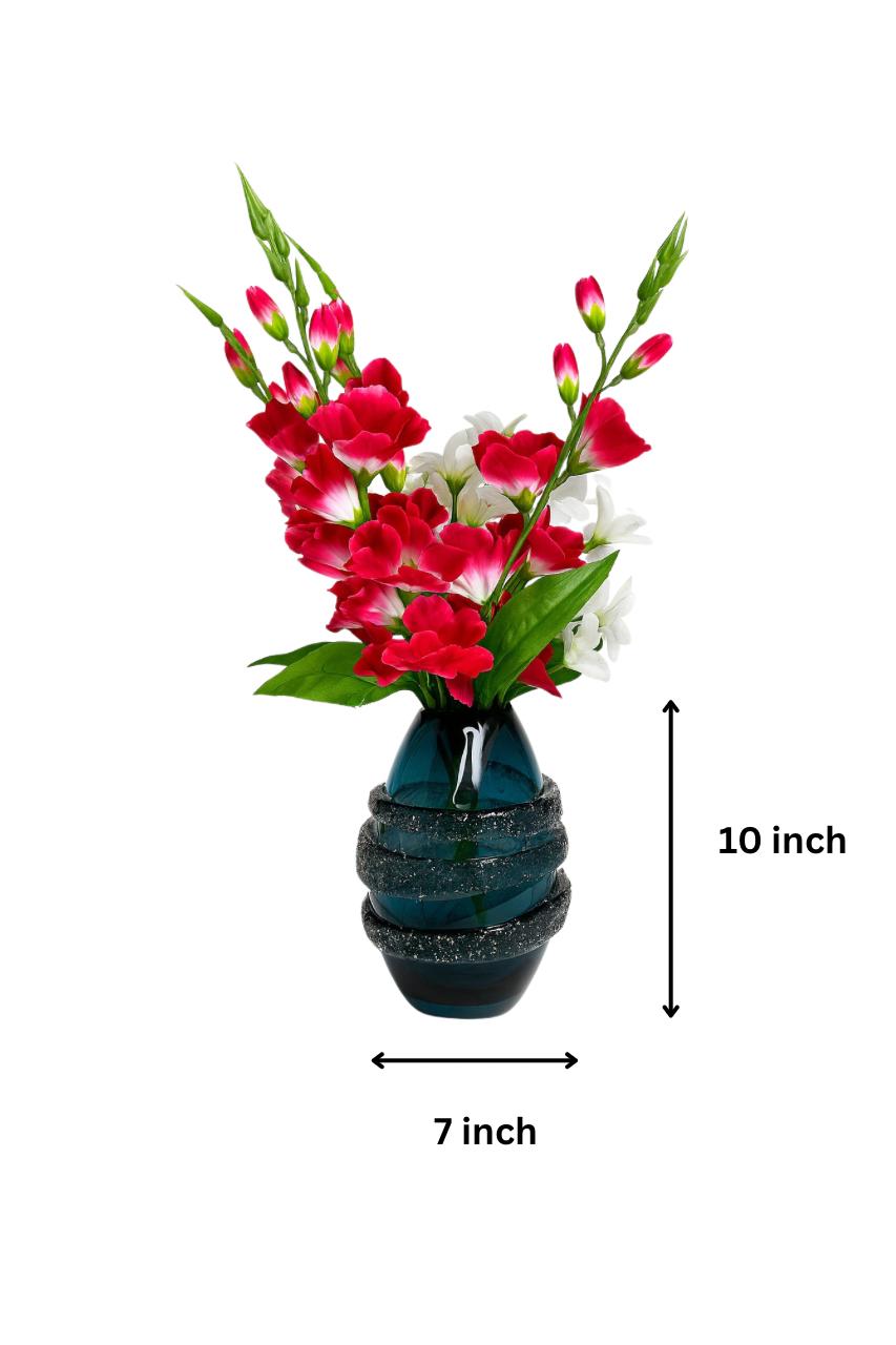 Blue Jewel Glass Vase – Crystal Accent Design