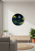 Abstract Multi-Moon Celestial Mountain scape Round Art