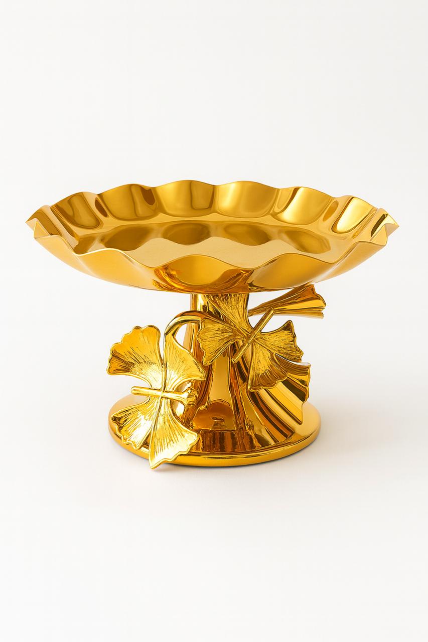 Luxurious Gold Ginkgo Leaf Pedestal Bowl / Cake Stand
