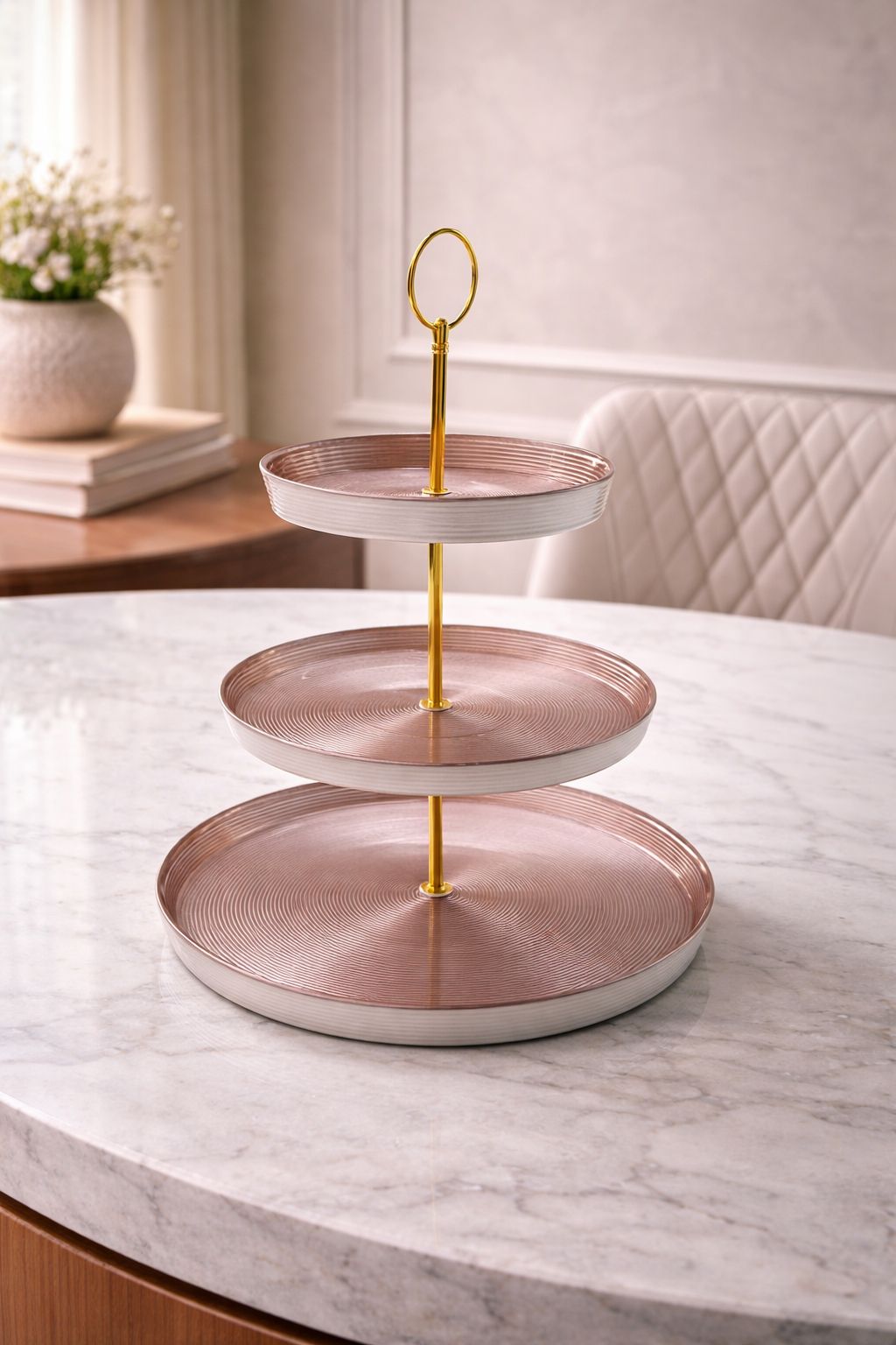 Rose Gold Radiance 3-Tier Ripple Serving Stand