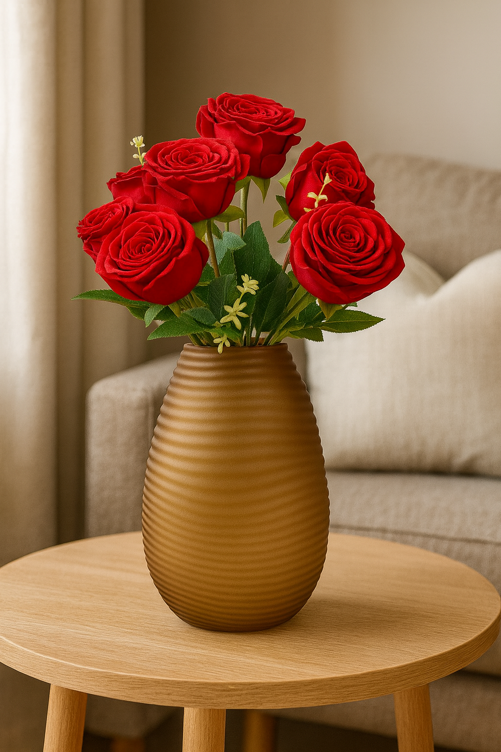 Ripple Satin Frosted Glass Vase – Brown (Large)