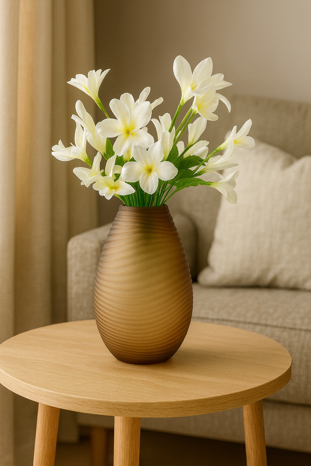 Ripple Satin Frosted Glass Vase – Brown (Small)