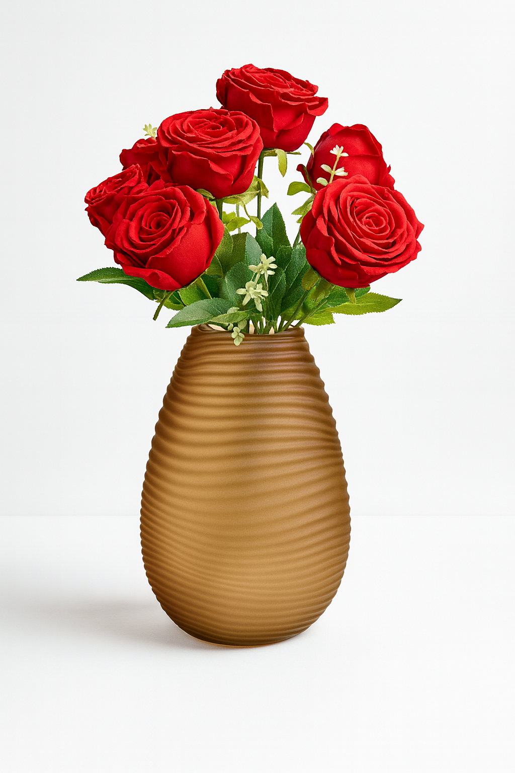 Ripple Satin Frosted Glass Vase – Brown (Large)
