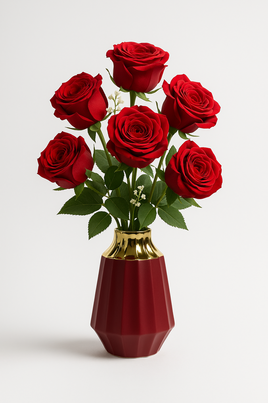 Crimson Royale Ceramic Vase – Red & Gold (Medium)