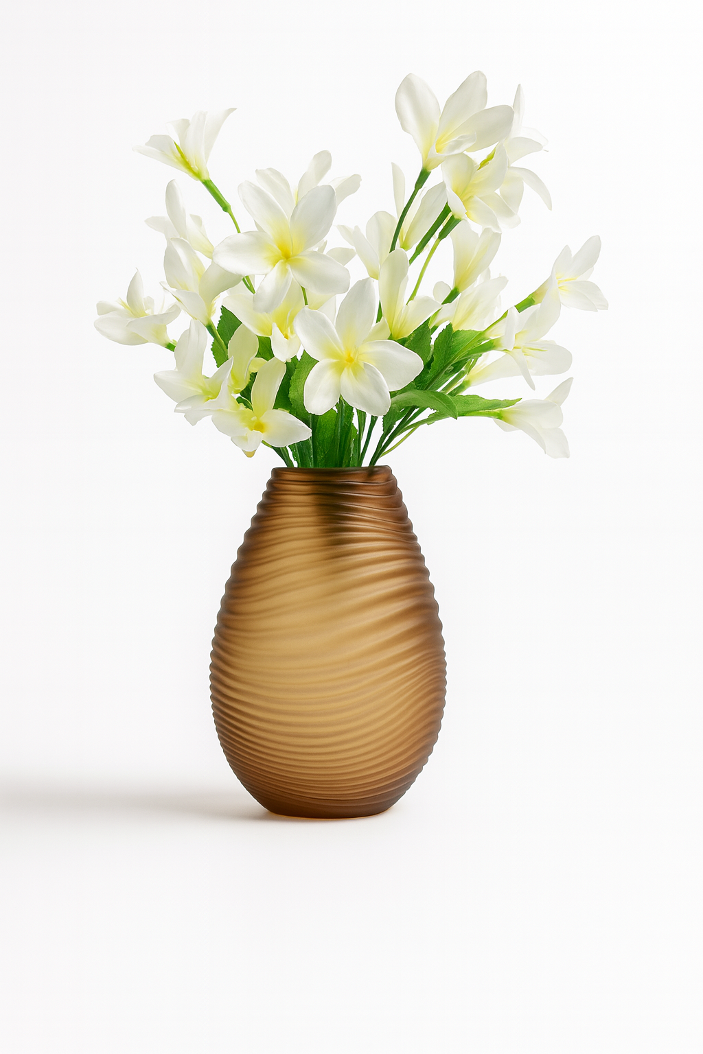 Ripple Satin Frosted Glass Vase – Brown (Small)